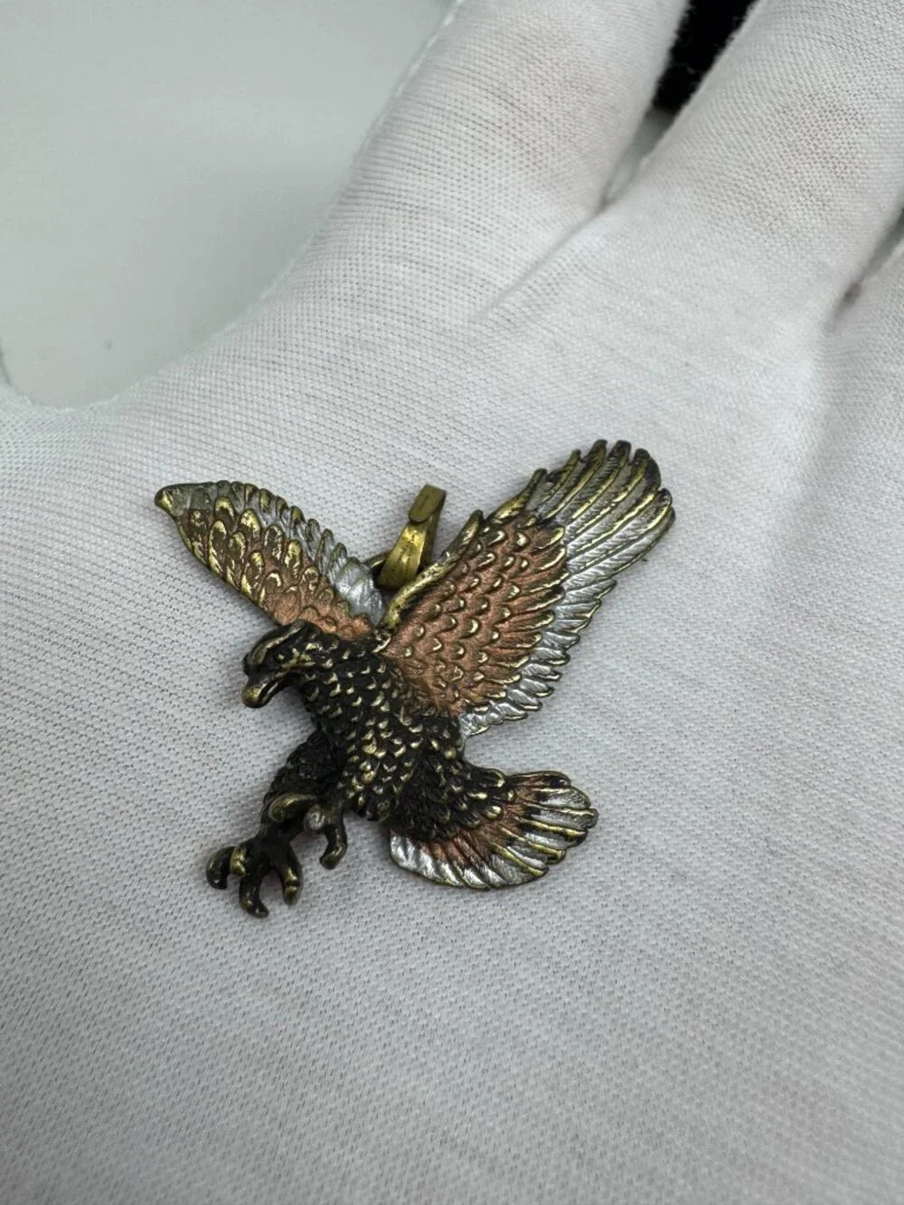 Vintage Eagle Brooch Mixed Metal Figural Bird of Prey Pin